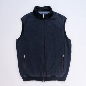 Bugatti Navy Full Zip Vest Men's XL Cotton Blend Lined